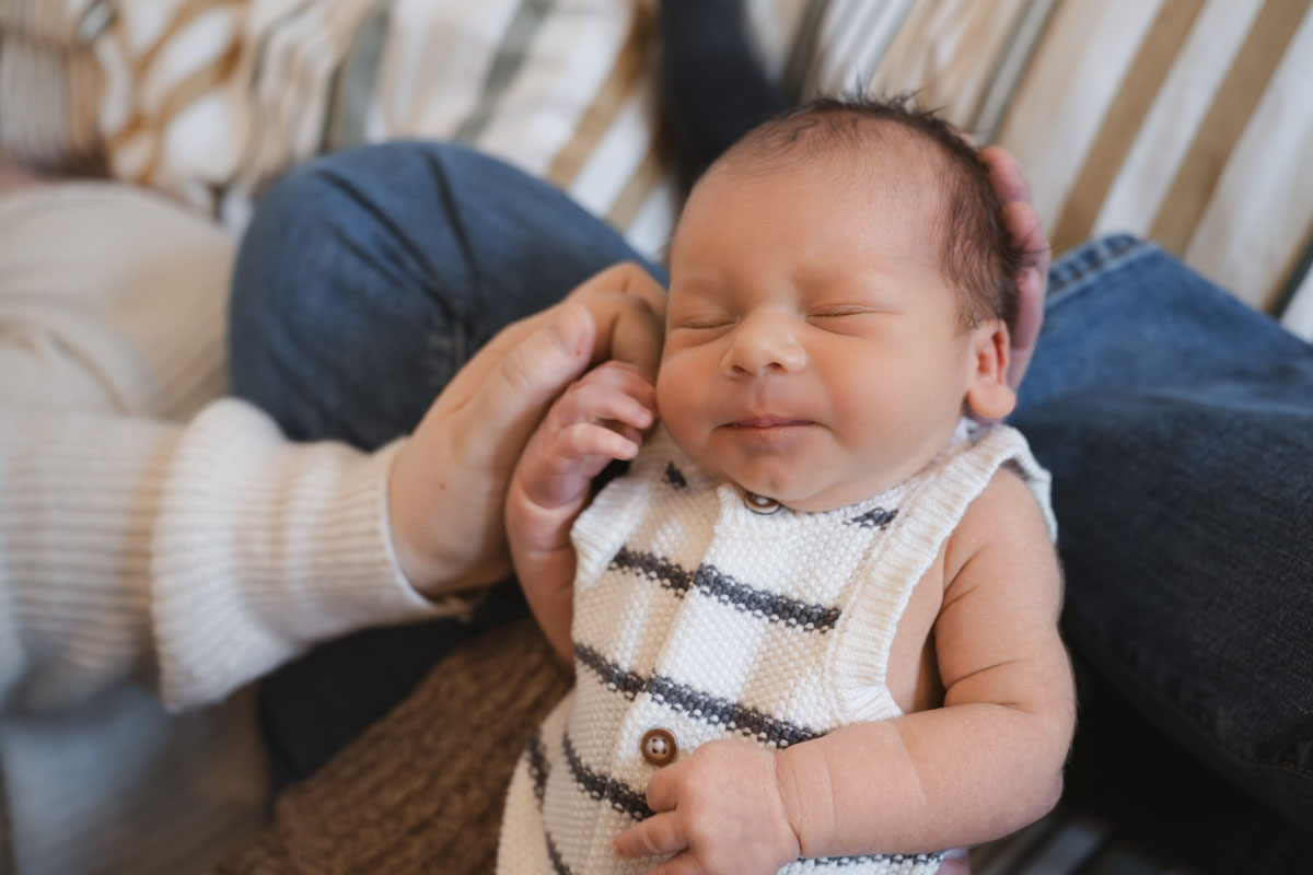 in-home newborn session Boston lifestyle photography with baby Calvin