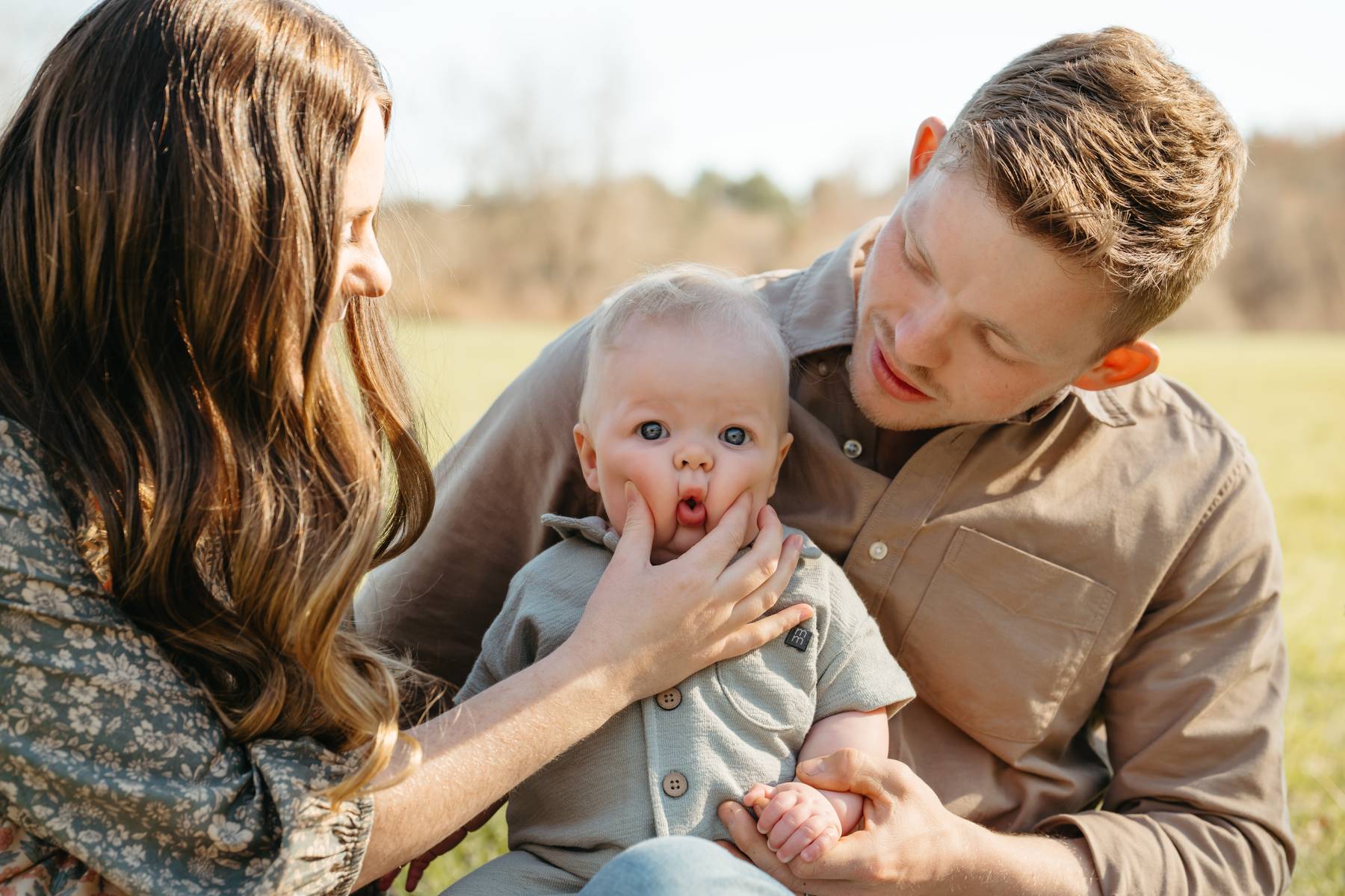 6 month old baby session on the South Shore MA squishy cheeks family photo